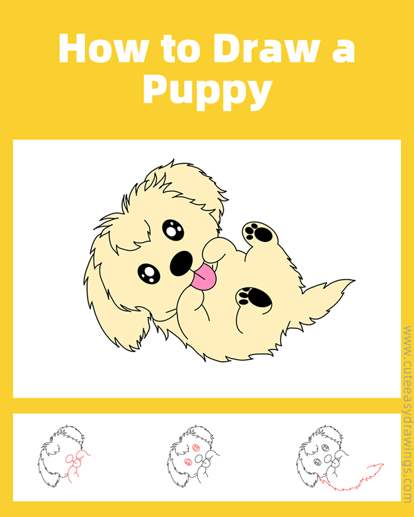 how to draw a puppy - www.cuteeasydrawings.com