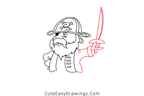 how to draw a pirate captain - www.cuteeasydrawings.com