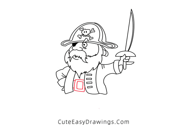 how to draw a pirate captain - www.cuteeasydrawings.com