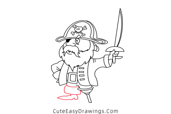 how to draw a pirate captain - www.cuteeasydrawings.com