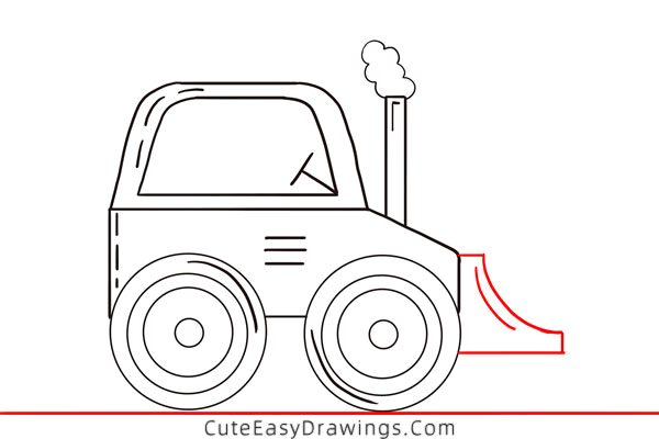 how to draw a bulldozer - www.cuteeasydrawings.com