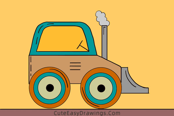 how to draw a bulldozer - www.cuteeasydrawings.com