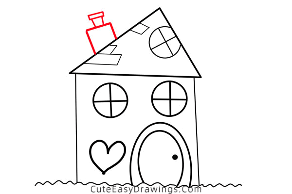 how to draw a cartoon house - www.cuteeasydrawings.com