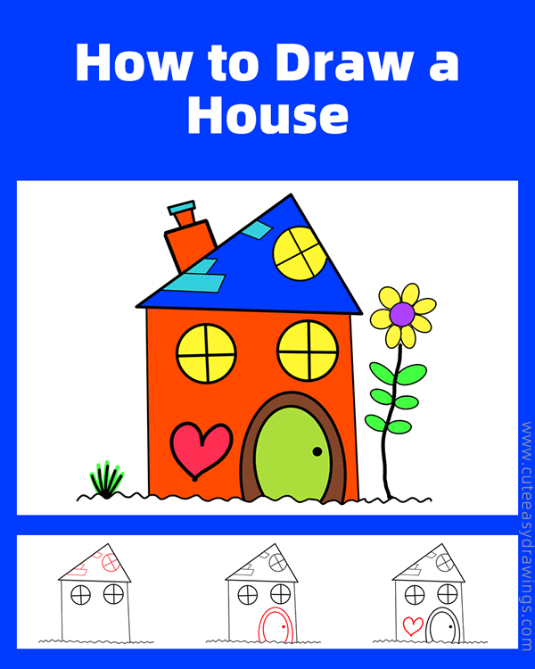 how to draw a cartoon house - www.cuteeasydrawings.com