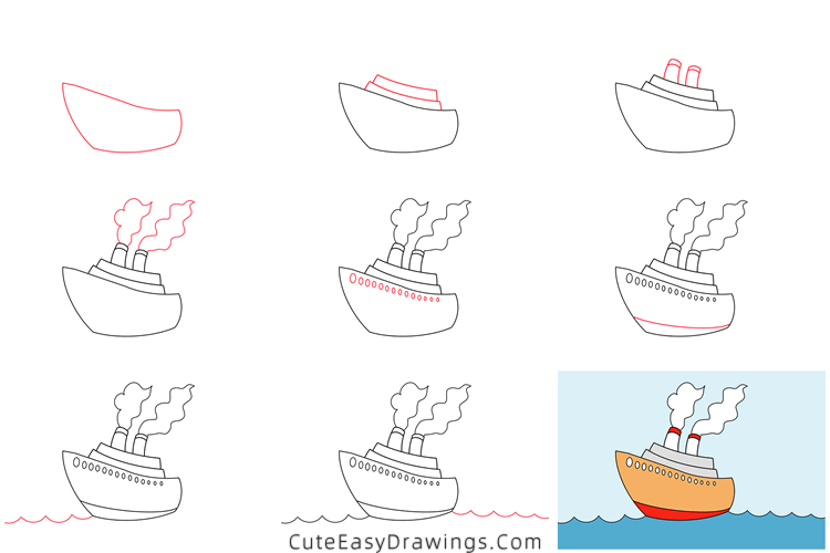 how to draw a cruise ship - www.cuteeasydrawings.com