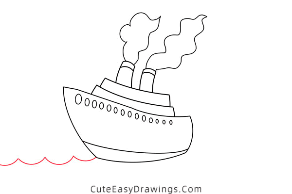 how to draw a cruise ship - www.cuteeasydrawings.com