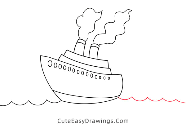 how to draw a cruise ship - www.cuteeasydrawings.com