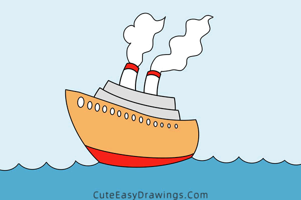 how to draw a cruise ship - www.cuteeasydrawings.com