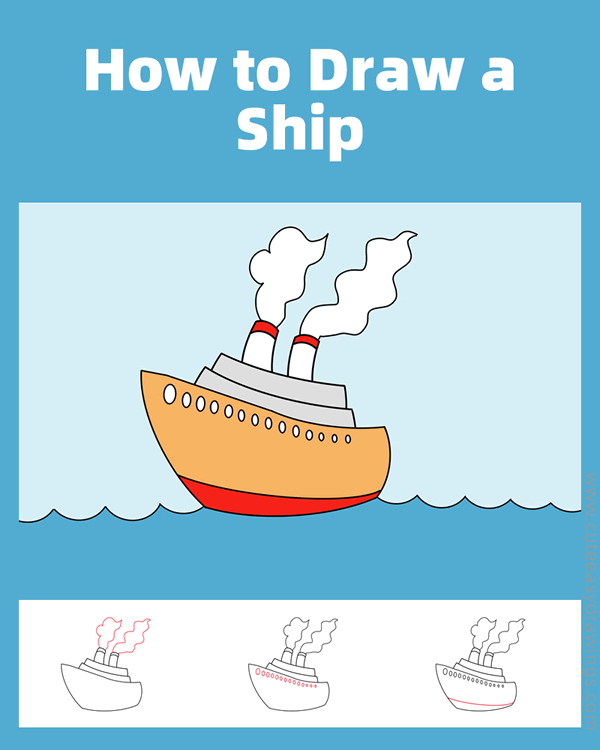 how to draw a cruise ship - www.cuteeasydrawings.com