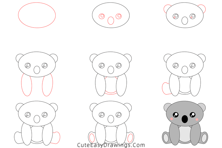 how to draw a koala - www.cuteeasydrawings.com