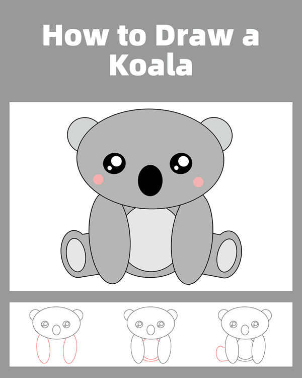 how to draw a koala - www.cuteeasydrawings.com