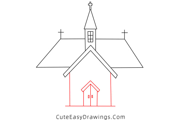 how to draw a church - www.cuteeasydrawings.com