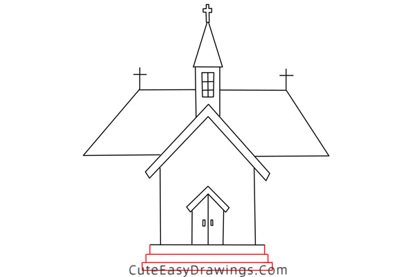 how to draw a church - www.cuteeasydrawings.com