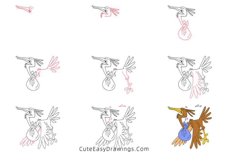 how to draw a migratory bird - www.cuteeasydrawings.com