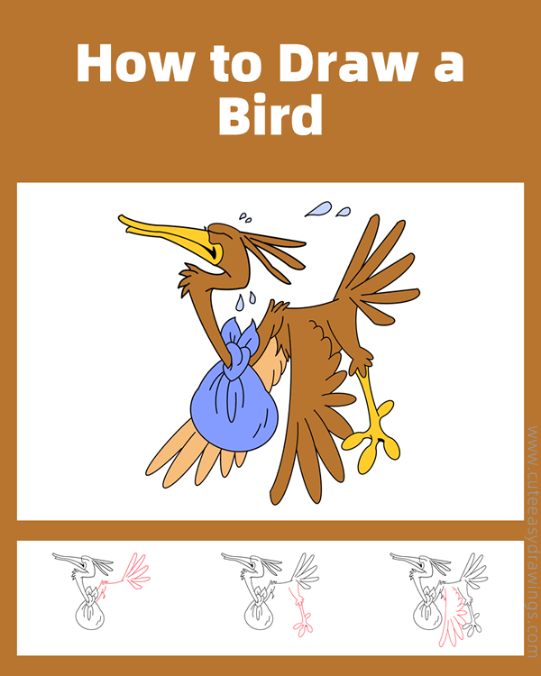 how to draw a migratory bird - www.cuteeasydrawings.com