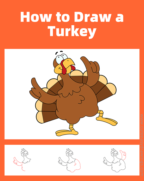 how to draw a turkey - www.cuteeasydrawings.com