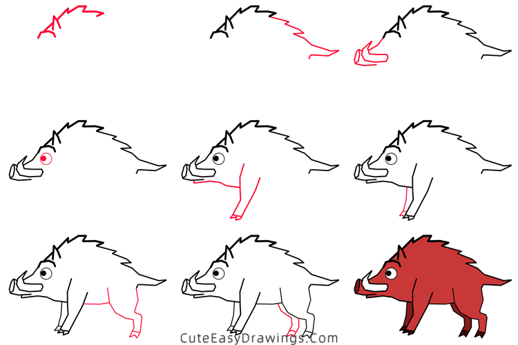 How to Draw a Boar Step by Step Cute Easy Drawings