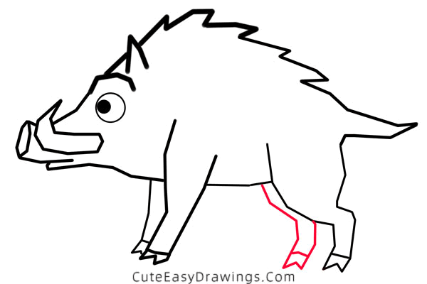 how to draw a boar - www.cuteeasydrawings.com