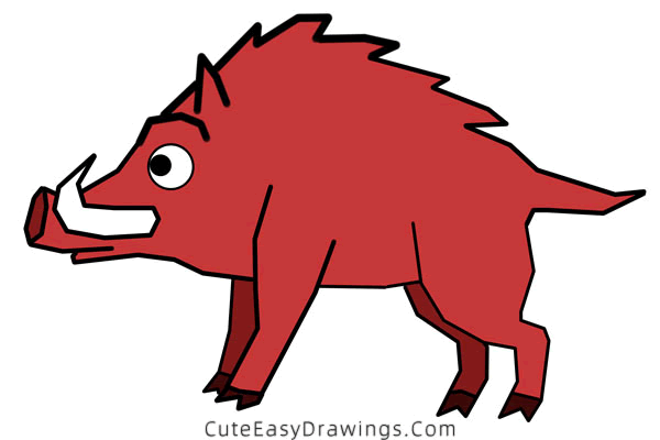 how to draw a boar - www.cuteeasydrawings.com