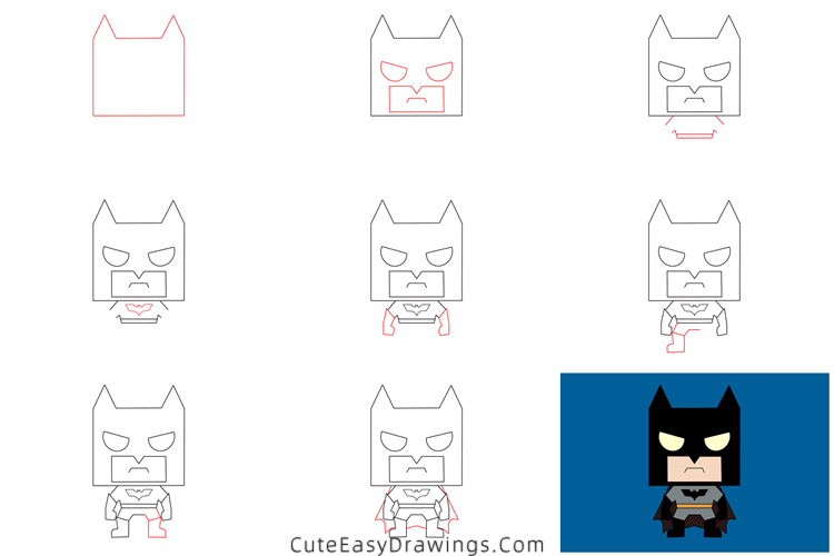 how to draw lego batman - www.cuteeasydrawings.com