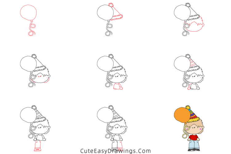 how to draw a birthday boy - www.cuteeasydrawings.com