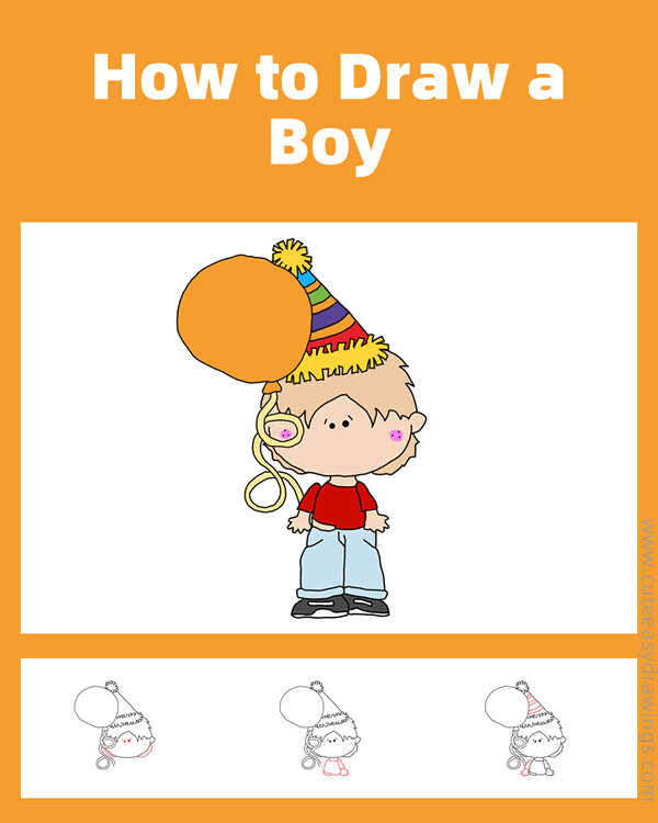 how to draw a birthday boy - www.cuteeasydrawings.com