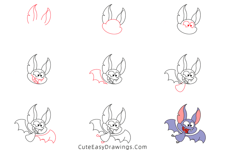 how to draw a bat - www.cuteeasydrawings.com