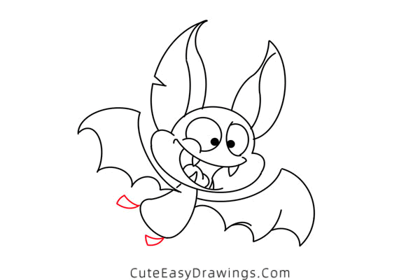 how to draw a bat - www.cuteeasydrawings.com