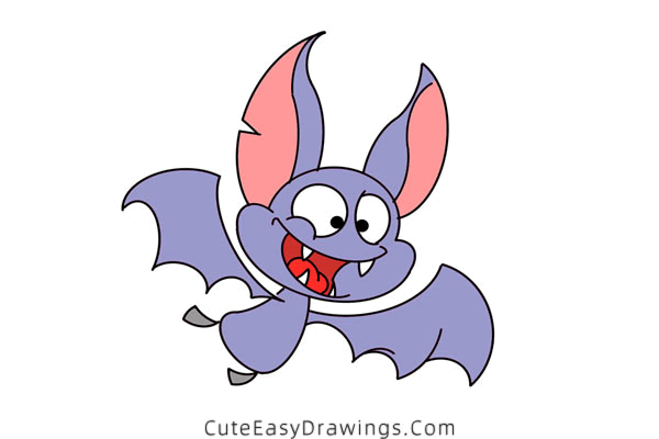 how to draw a bat - www.cuteeasydrawings.com