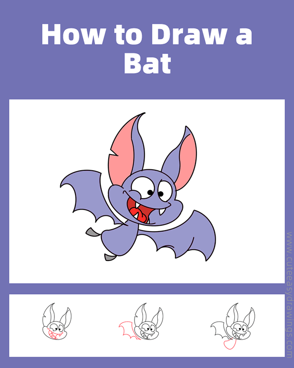 how to draw a bat - www.cuteeasydrawings.com