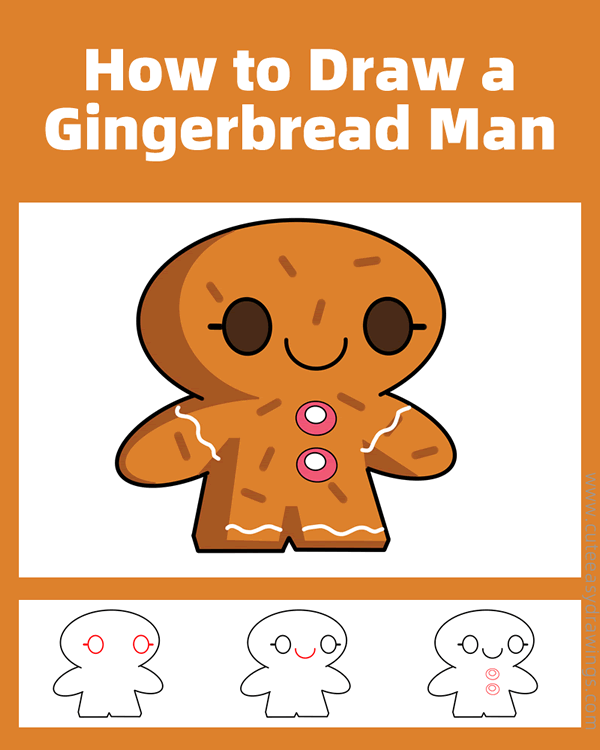 how to draw a gingerbread man - www.cuteeasydrawings.com