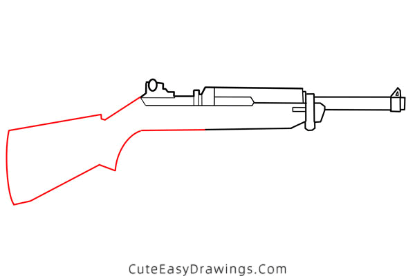 how to draw a m1 galant rifle - www.cuteeasydrawings.com