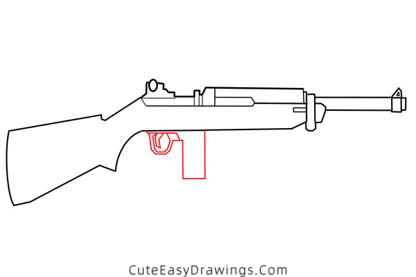 how to draw a m1 galant rifle - www.cuteeasydrawings.com