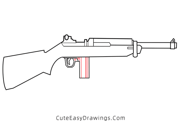 how to draw a m1 galant rifle - www.cuteeasydrawings.com