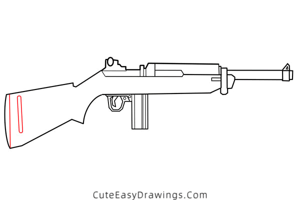 how to draw a m1 galant rifle - www.cuteeasydrawings.com