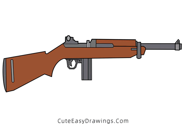 how to draw a m1 galant rifle - www.cuteeasydrawings.com