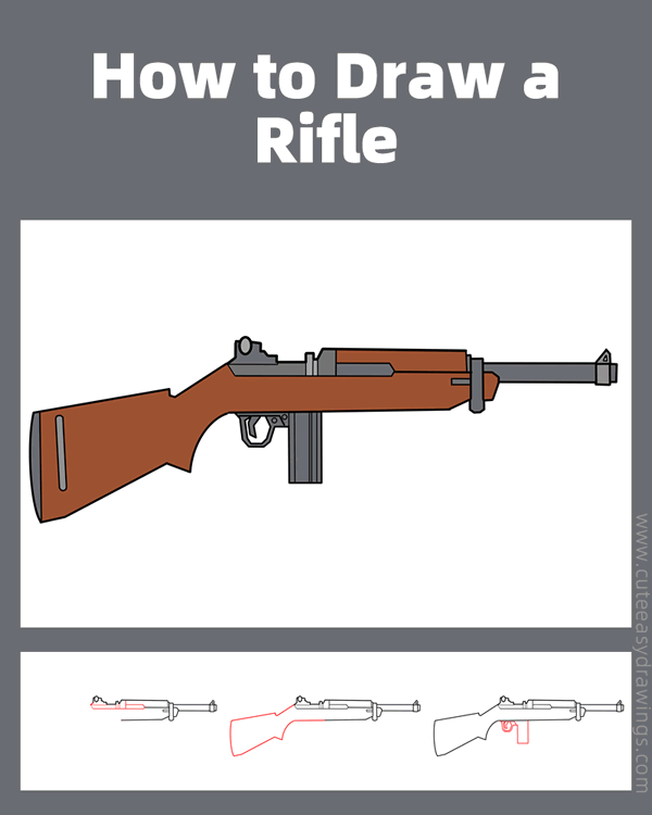 how to draw a m1 galant rifle - www.cuteeasydrawings.com