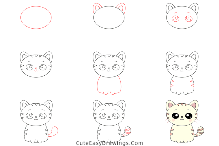 how to draw a cat - www.cuteeasydrawings.com