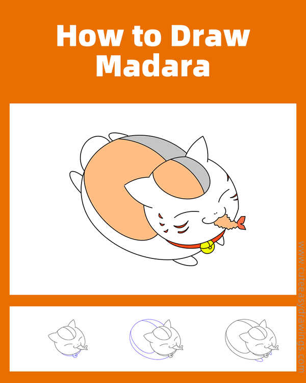 how to draw madara from natsume yuujinchou - www.cuteeasydrawings.com