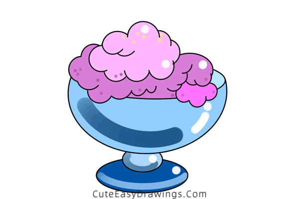 how to draw a bowl of ice cream - www.cuteeasydrawings.com