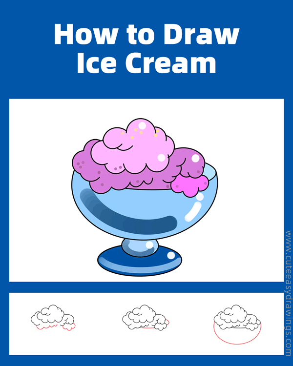 how to draw a bowl of ice cream - www.cuteeasydrawings.com