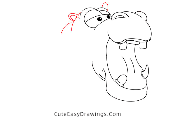 how to draw a hippo - www.cuteeasydrawings.com