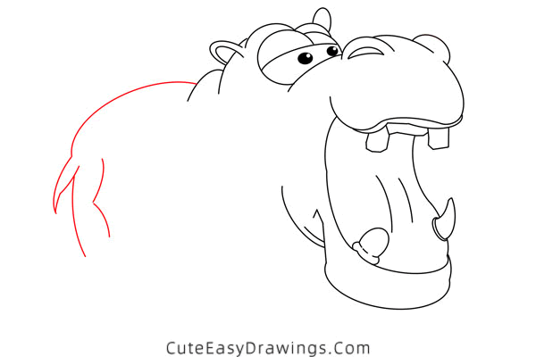 how to draw a hippo - www.cuteeasydrawings.com