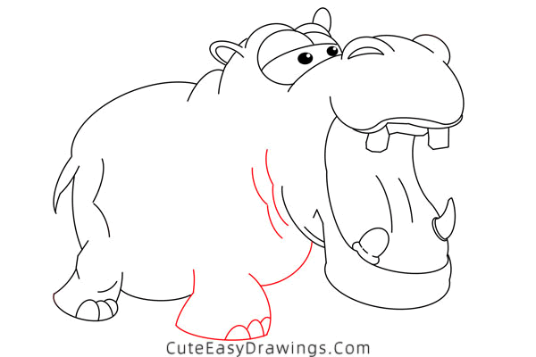 how to draw a hippo - www.cuteeasydrawings.com