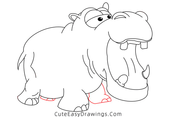 how to draw a hippo - www.cuteeasydrawings.com