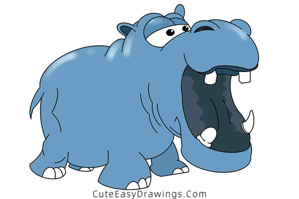 how to draw a hippo - www.cuteeasydrawings.com