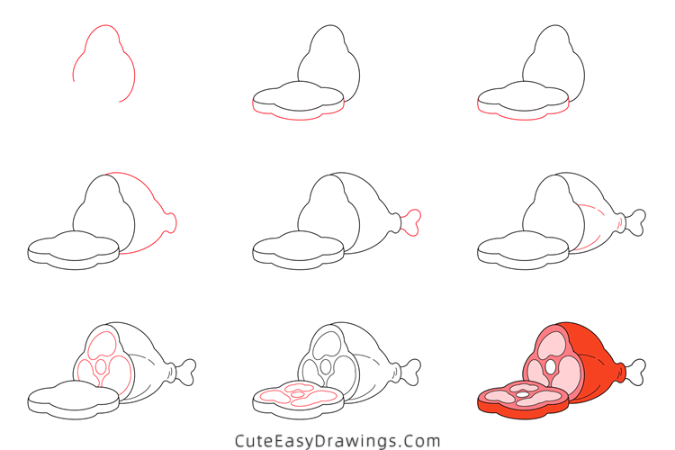 how to draw meat - www.cuteeasydrawings.com