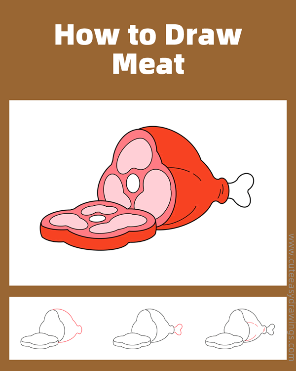 How to Draw Meat Step by Step Cute Easy Drawings