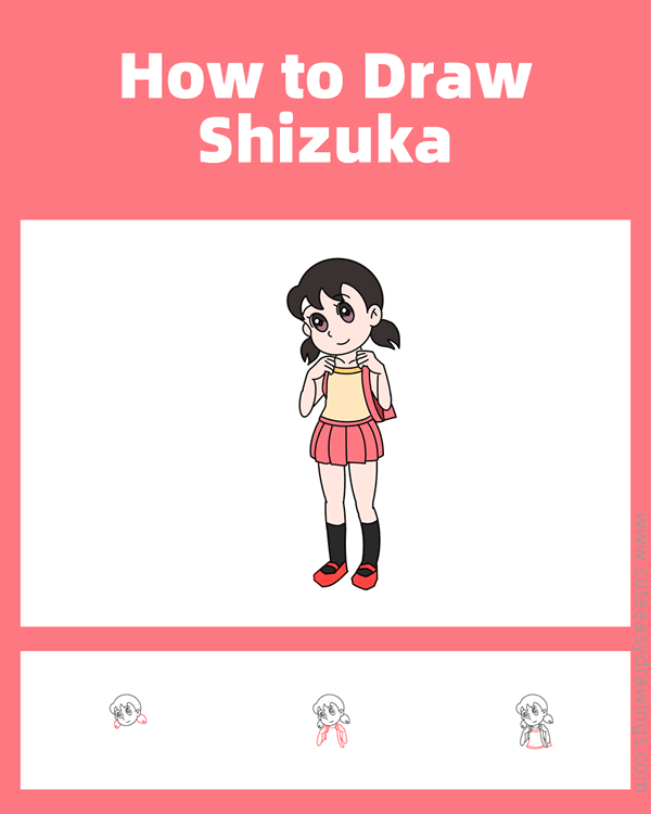 how to draw shizuka minamoto - www.cuteeasydrawings.com