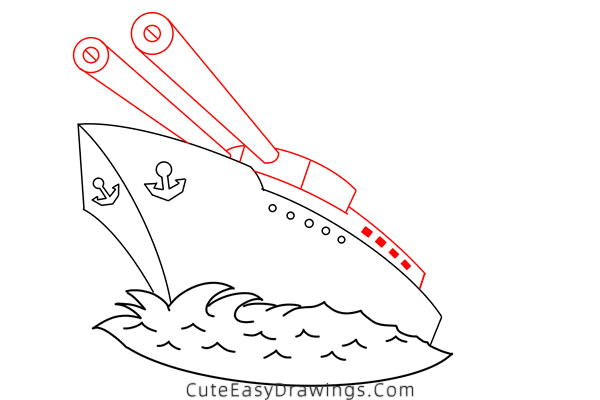 how to draw a warship - www.cuteeasydrawings.com